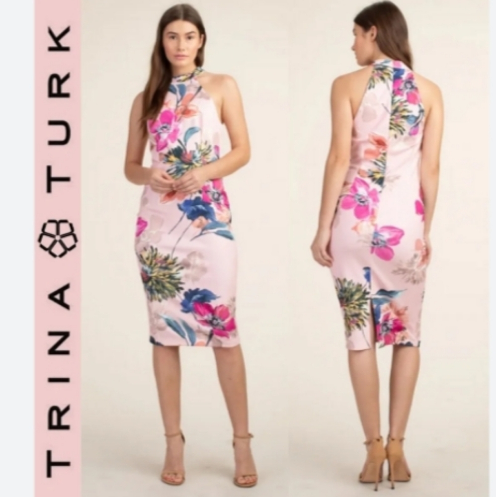 TRINA TURK. Halter Floral Dress. Size: 4.